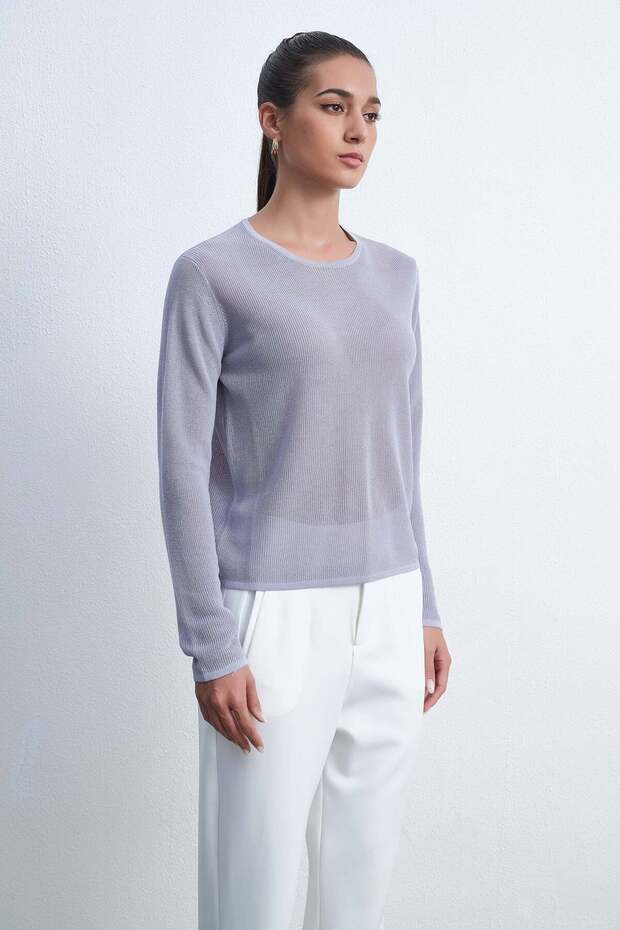 بلوزة سادة بأكمام طويلة - 4