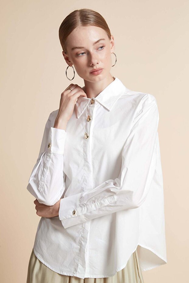 بلوزة سادة بأكمام طويلة - 6