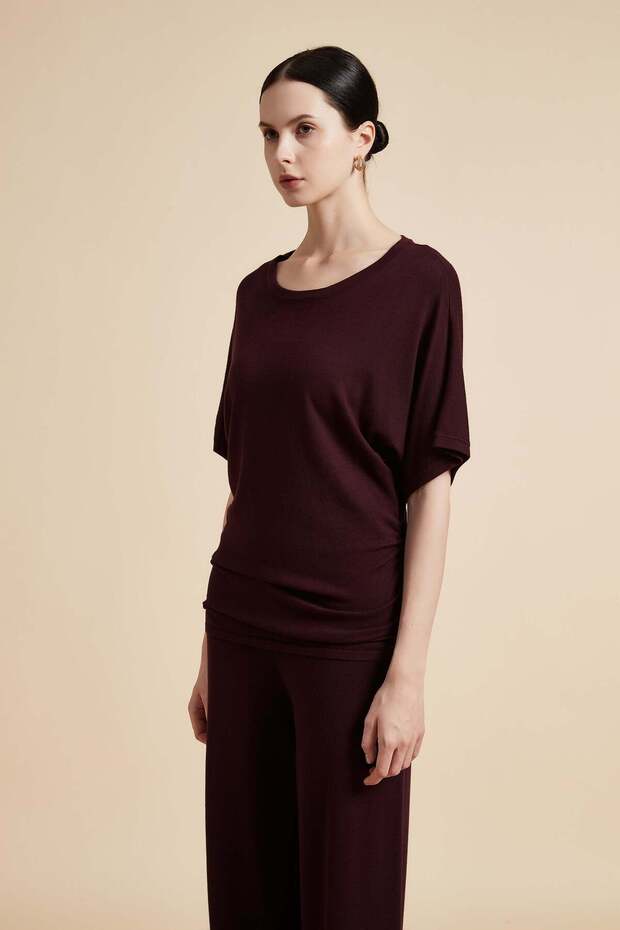 Solid Crew-Neck Half-Sleeve Top - 3