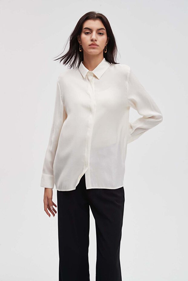 بلوزة سادة بأكمام طويلة - 4