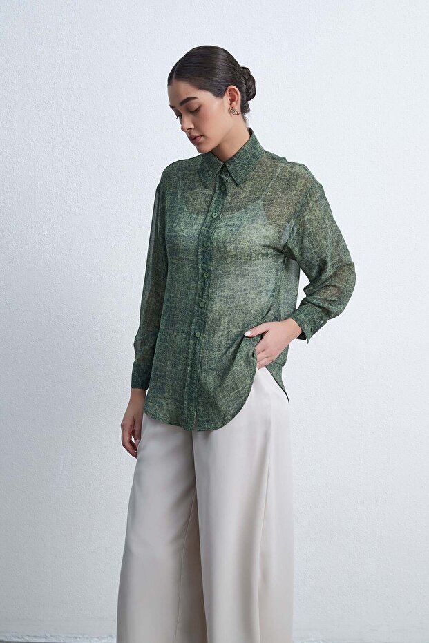 قميص سادة بأكمام طويلة وأزرار - 2