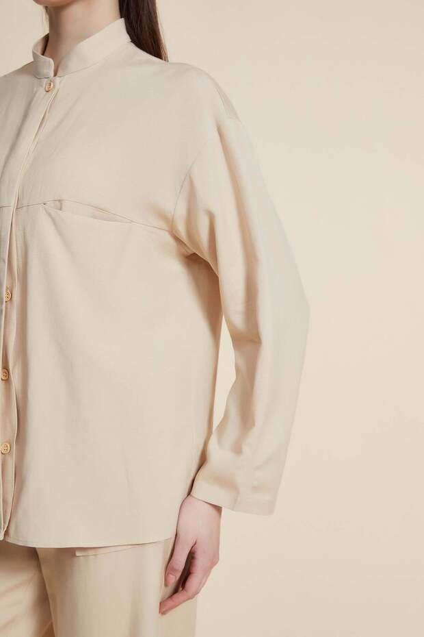 بلوزة سادة بأكمام طويلة - 4