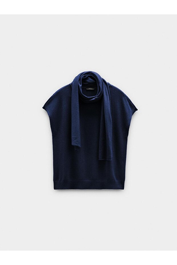 Boyun Bağlı Örme Yelek - 5