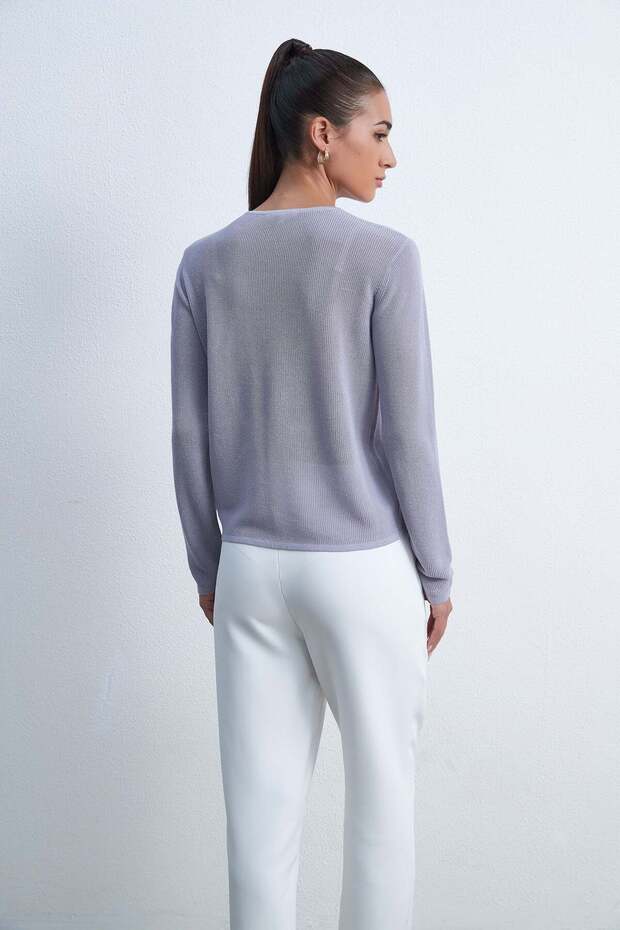 بلوزة سادة بأكمام طويلة - 6