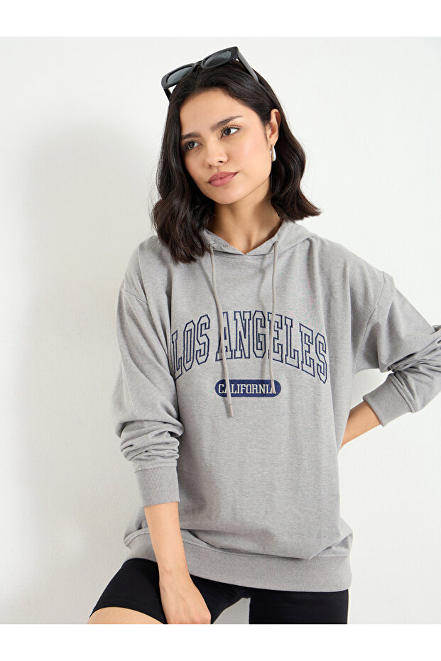 Grey Los Angeles Embroidered Hoodie