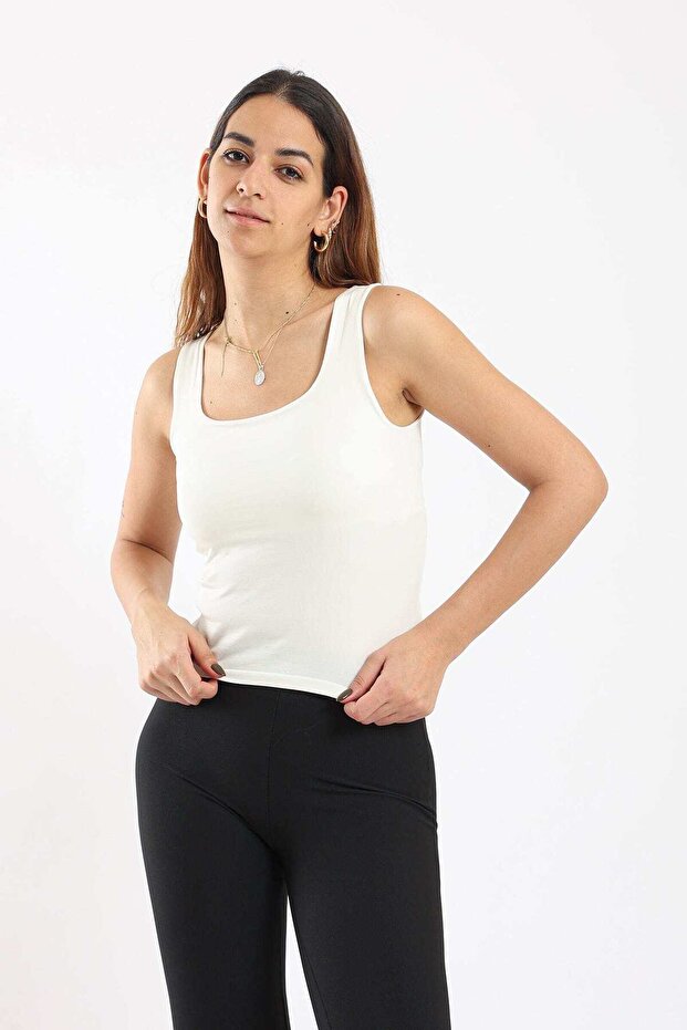 Solid Square-Neck Top - 1