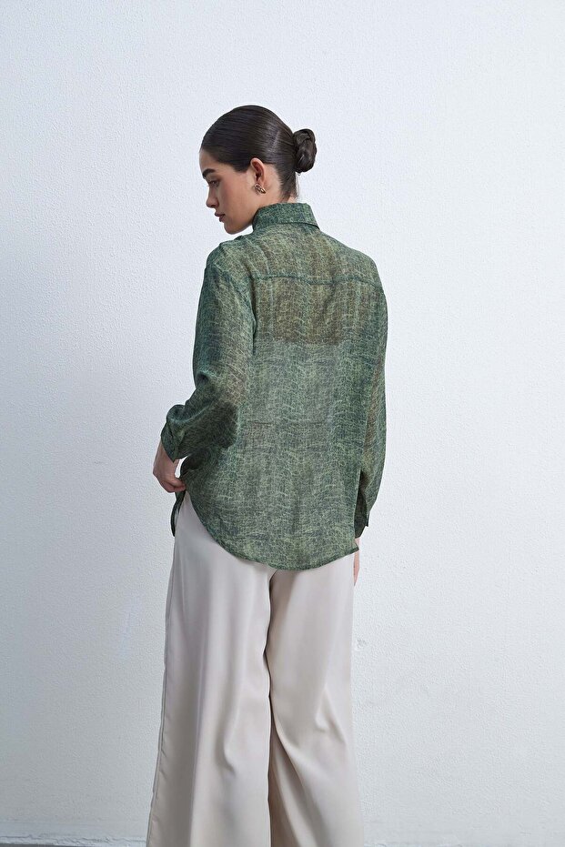 قميص سادة بأكمام طويلة وأزرار - 5