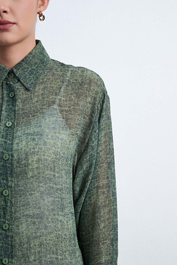 قميص سادة بأكمام طويلة وأزرار - 4