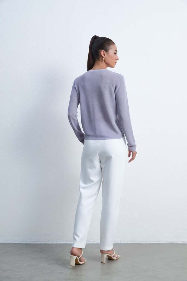 بلوزة سادة بأكمام طويلة - 7