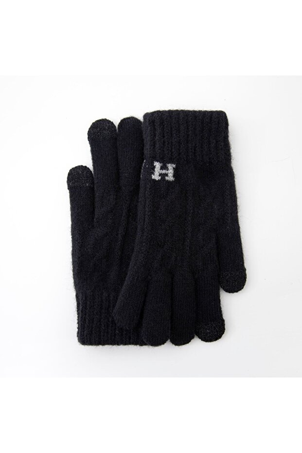 Men's Gloves, Flippy, Model H, Touchscreen Function, Knitted Acrylic Material, Black - 2