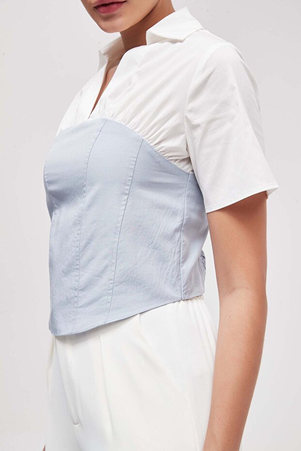 بلوزة سادة بأكمام نصفية - 6