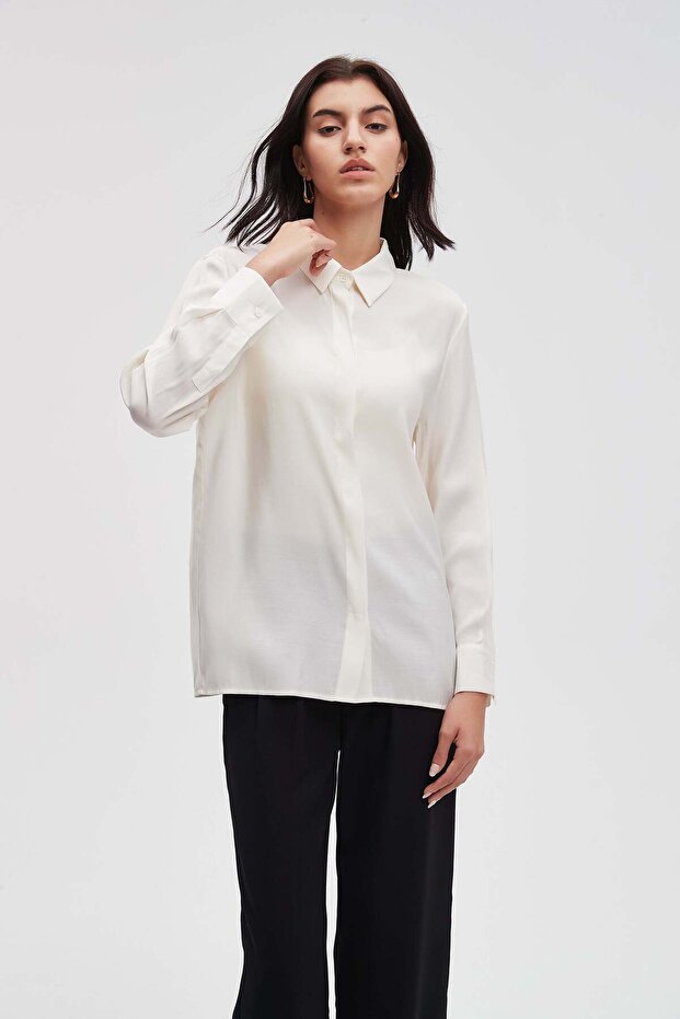 بلوزة سادة بأكمام طويلة - 1