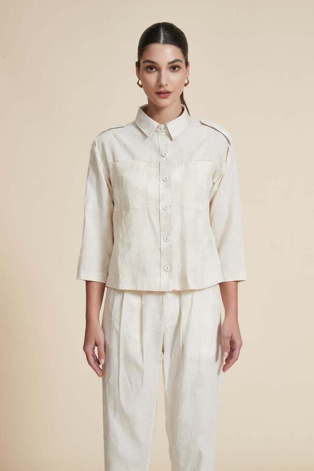 قميص بياقة قميص سادة - 2