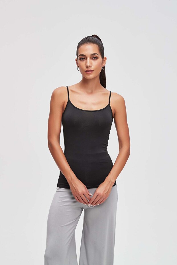Solid Spaghetti Strap Top - 1