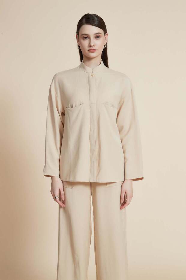 بلوزة سادة بأكمام طويلة - 1