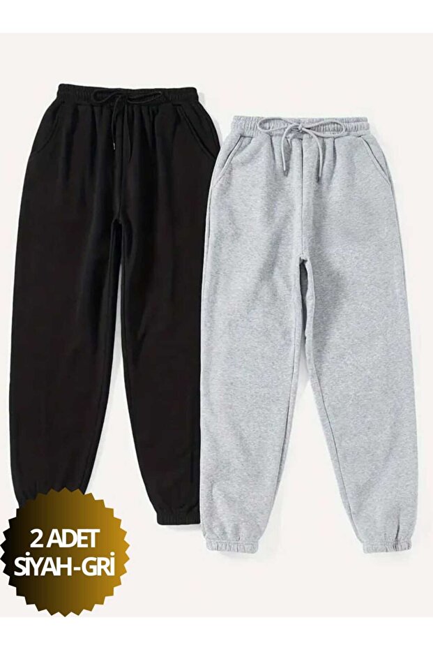 Unisex Children's Black-Grey Tracksuit Bottoms