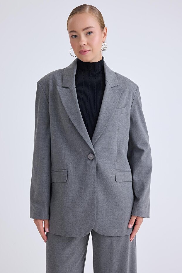 سترة مبطنة بزر واحد - 3