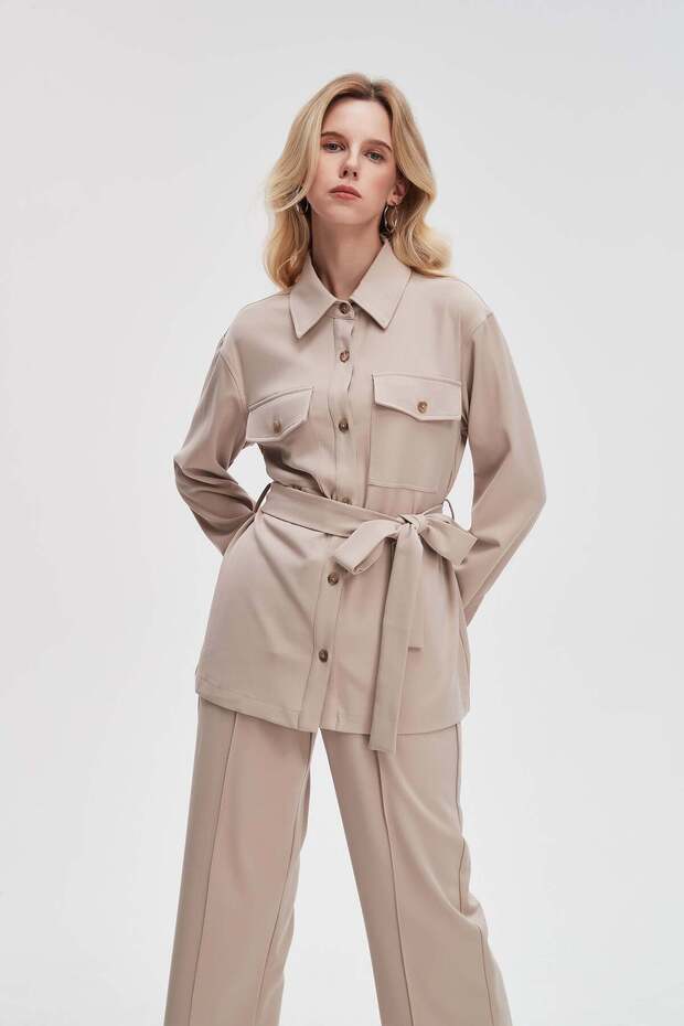 Button-Front Long-Sleeve Top