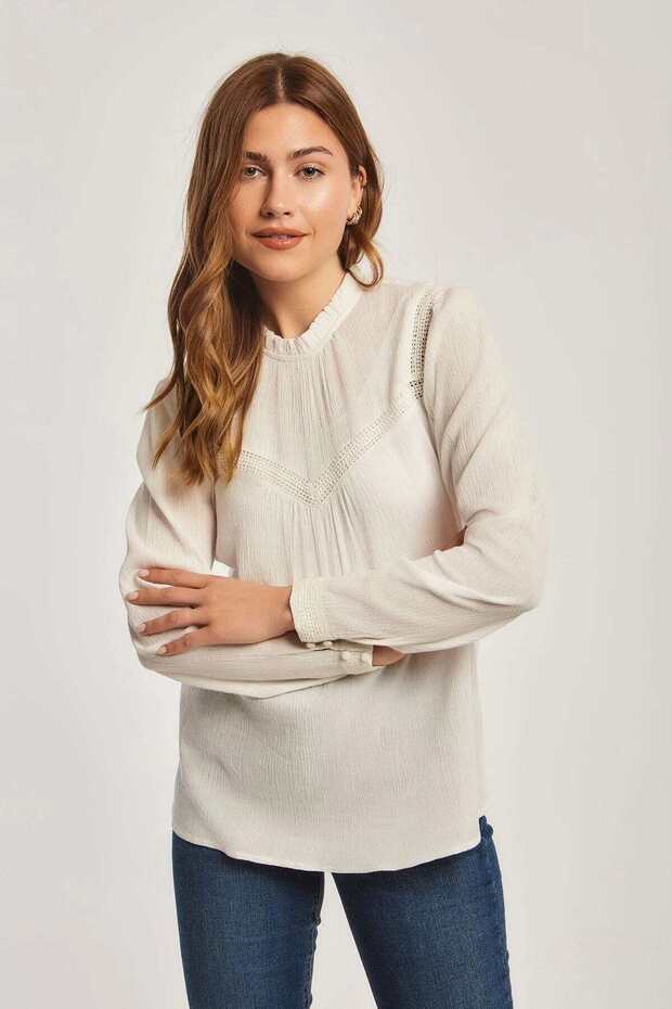 بلوزة سادة بأكمام طويلة - 6