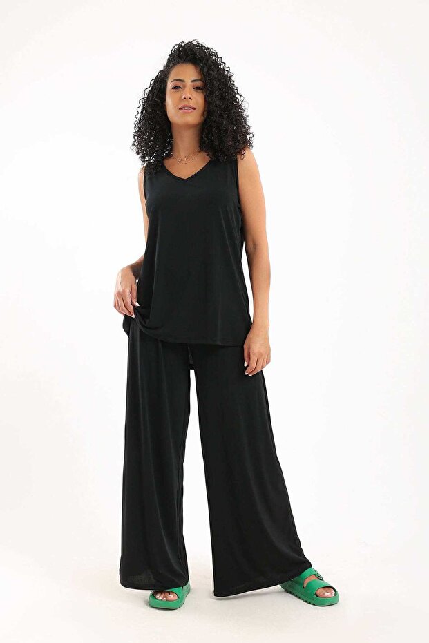 Solid V-Neck Top - 1