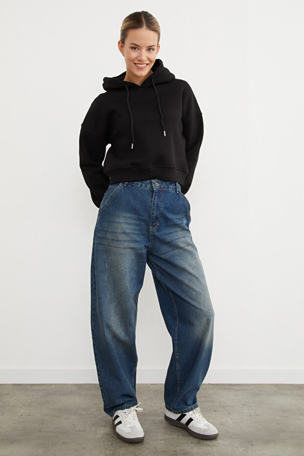 3 İplik Basic Kapüşonlu Sweatshirt - 3