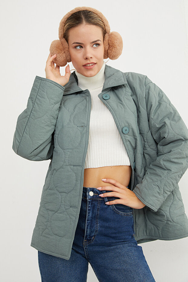 معطف كبير الحجم بأزرار منقوشة من سو واي - 1