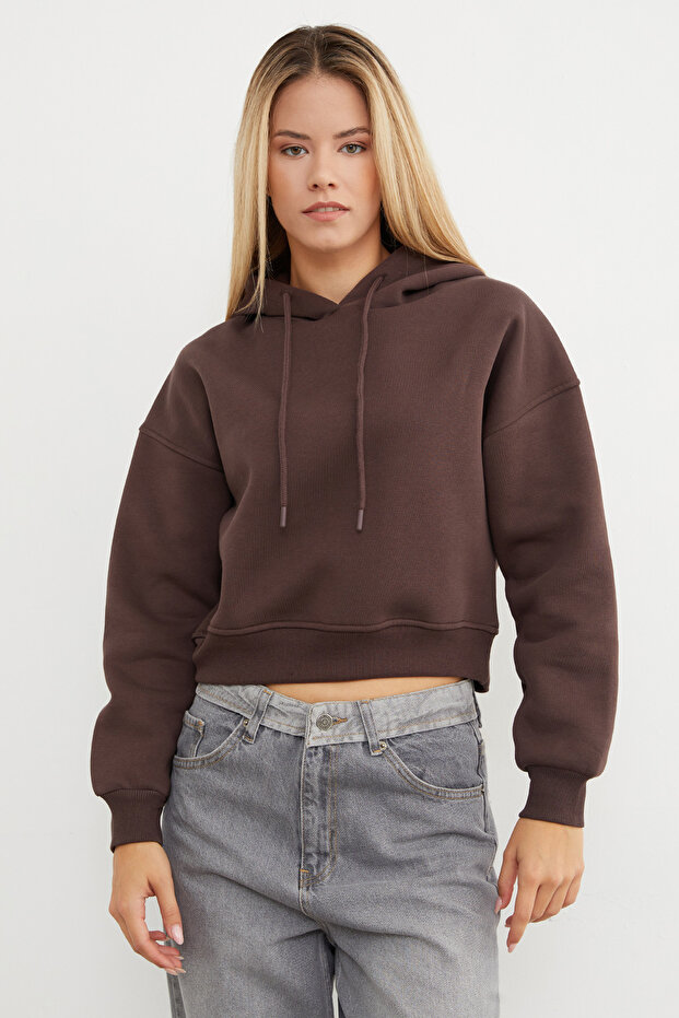 3 İplik Basic Kapüşonlu Sweatshirt - 1
