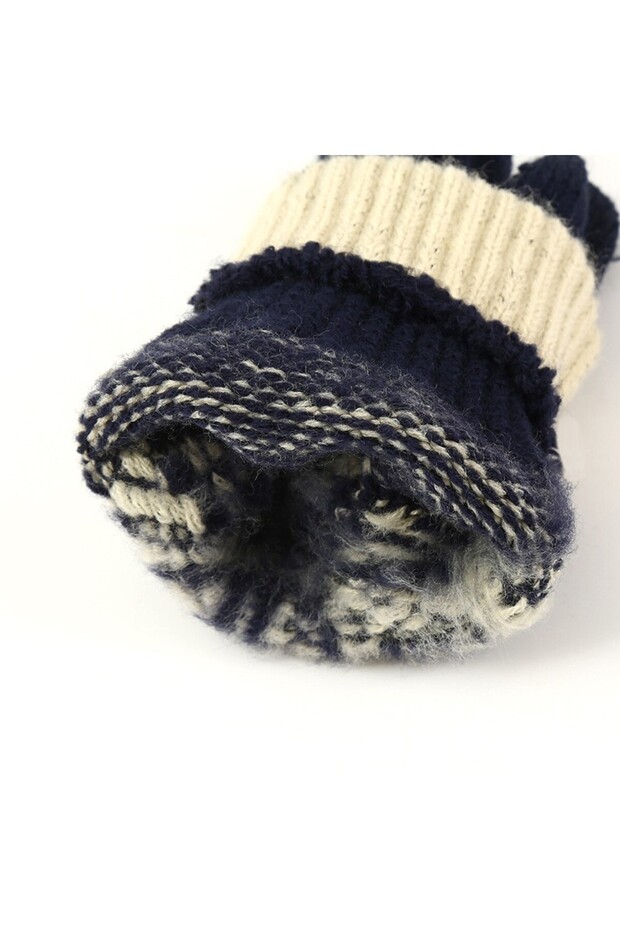 Men's Gloves, Flippy, Snowflake Pattern, Touchscreen Function, Knitted Acrylic Material, Black - 10