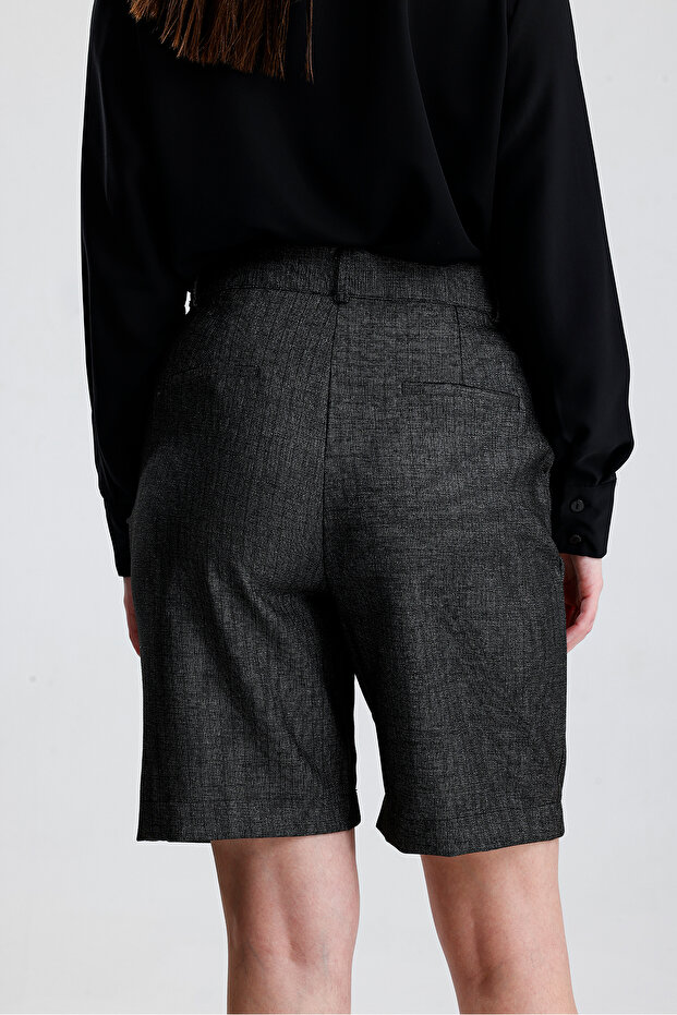 Metal Fermuarlı Bermuda Şort | ŞRT35934 Antrasit - 5