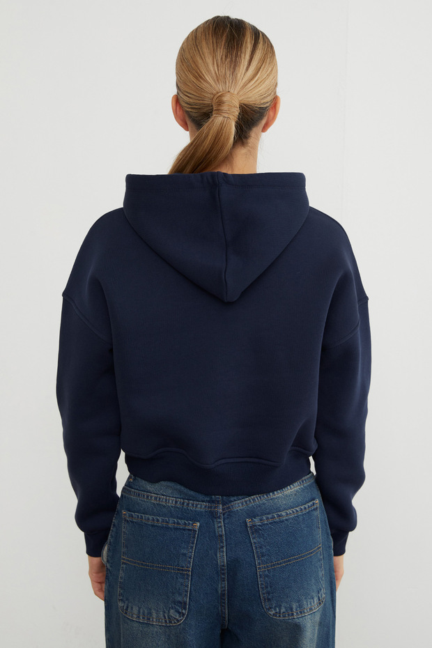 3 İplik Basic Kapüşonlu Sweatshirt - 7