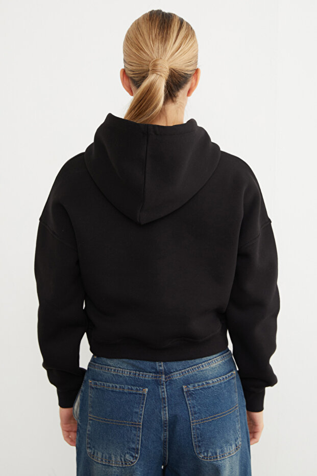 3 İplik Basic Kapüşonlu Sweatshirt - 5