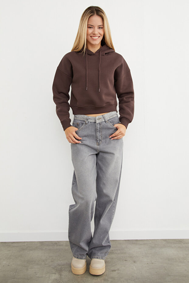 3 İplik Basic Kapüşonlu Sweatshirt - 3