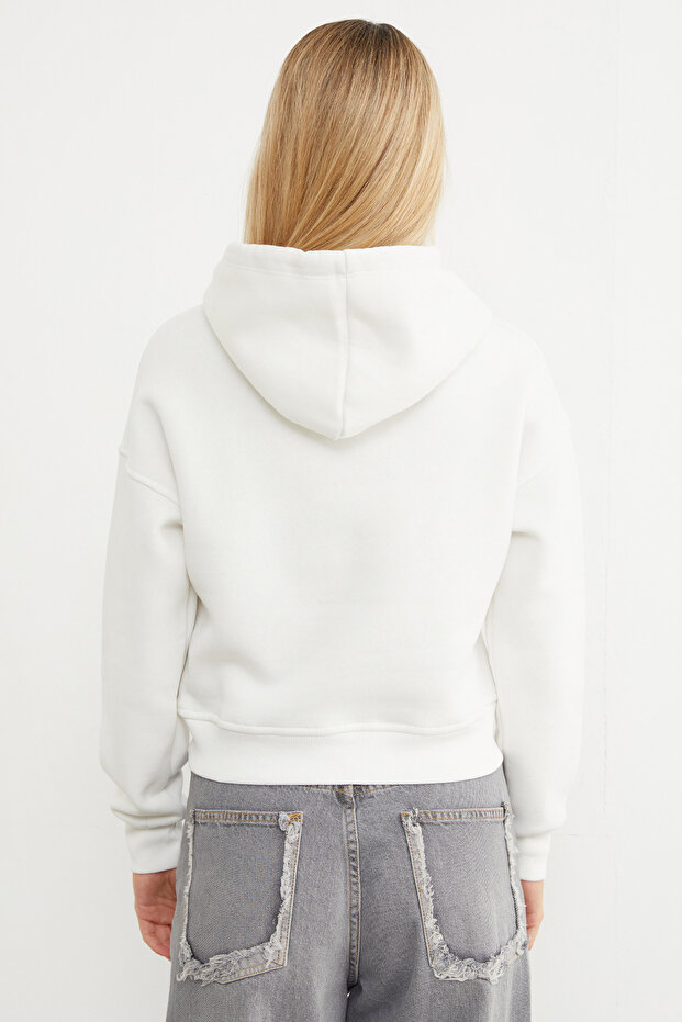 3 İplik Basic Kapüşonlu Sweatshirt - 7