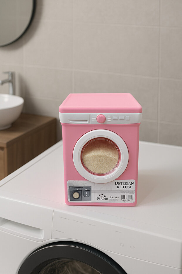 Çamaşır Makinesi Şeklinde Deterjan Saklama Kabı - Deterjan Kutusu - Deterjan Kabı - 4 LT - 1