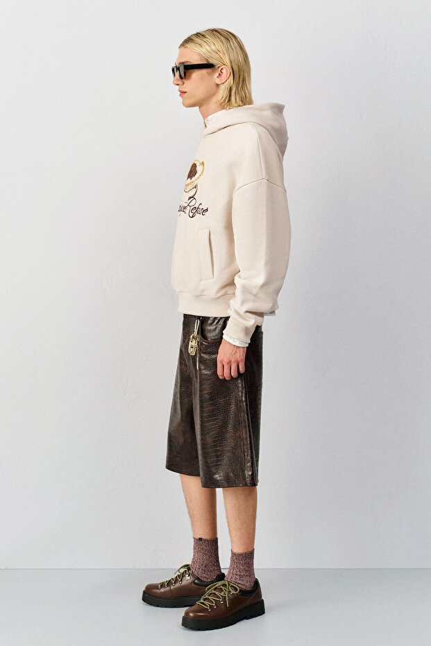 Baskılı işlemeli kapüşonlu sweatshirt - 4