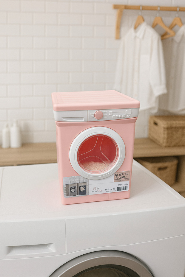 Çamaşır Makinesi Şeklinde Deterjan Saklama Kabı - Deterjan Kutusu - Deterjan Kabı - 4 LT - 2