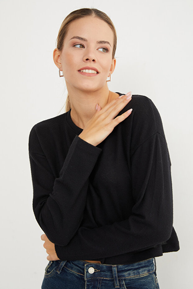 Basic Bisiklet Yaka İnce Triko Kazak - 7