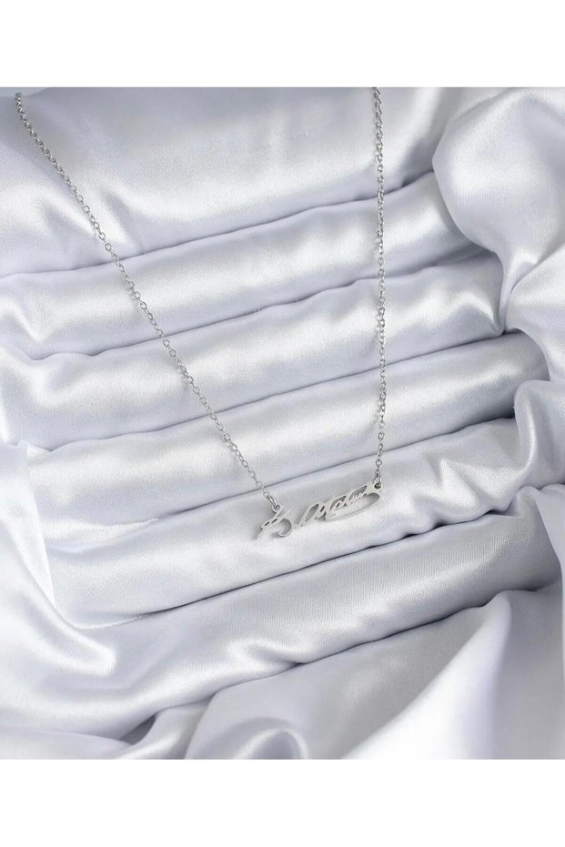 Aura Garden 316L Steel Chain Silver Color Ataturk Signature Figure Women Necklace