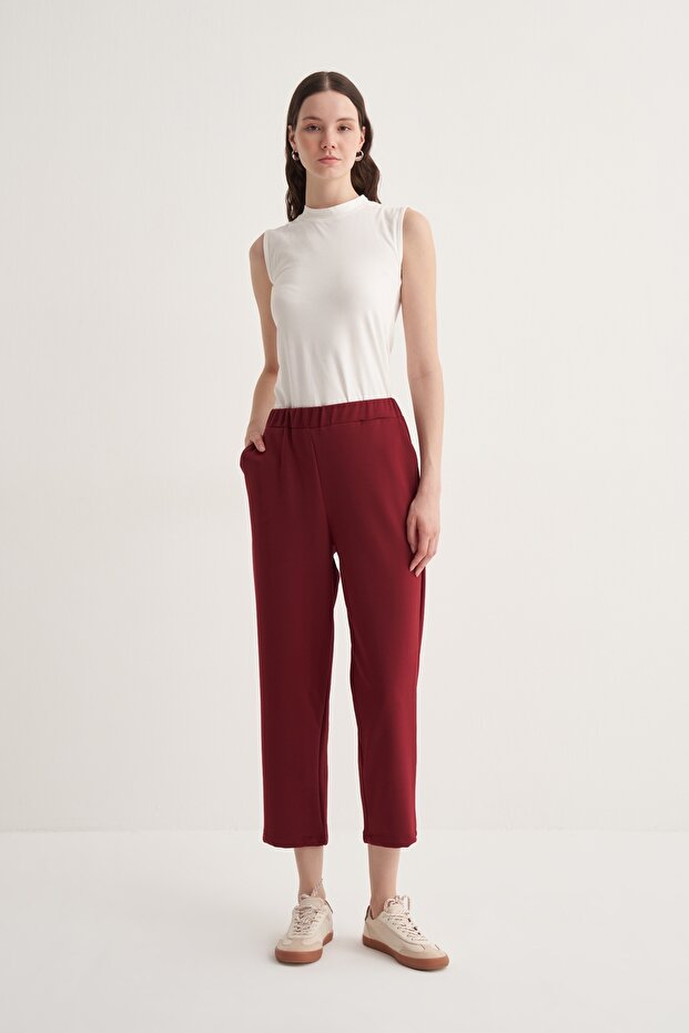 Women's Scuba Carrot Pants Burgundy