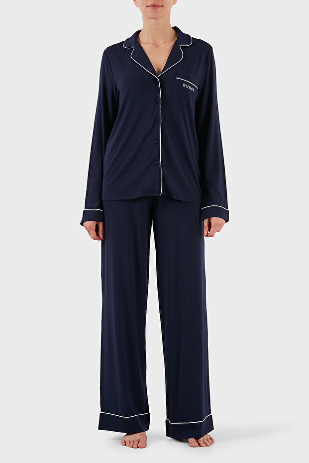Carlyn Logolu Regular Fit Düğmeli Uzun Kollu Pijama Takımı O4BX07KCIN2 PİJAMA TAKIMI O4B - 1