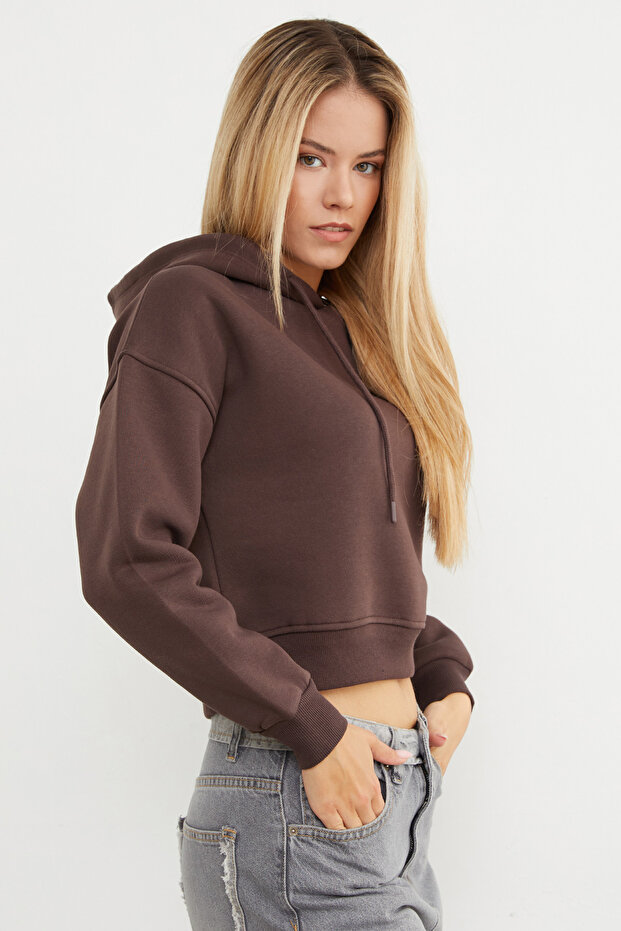 3 İplik Basic Kapüşonlu Sweatshirt - 2