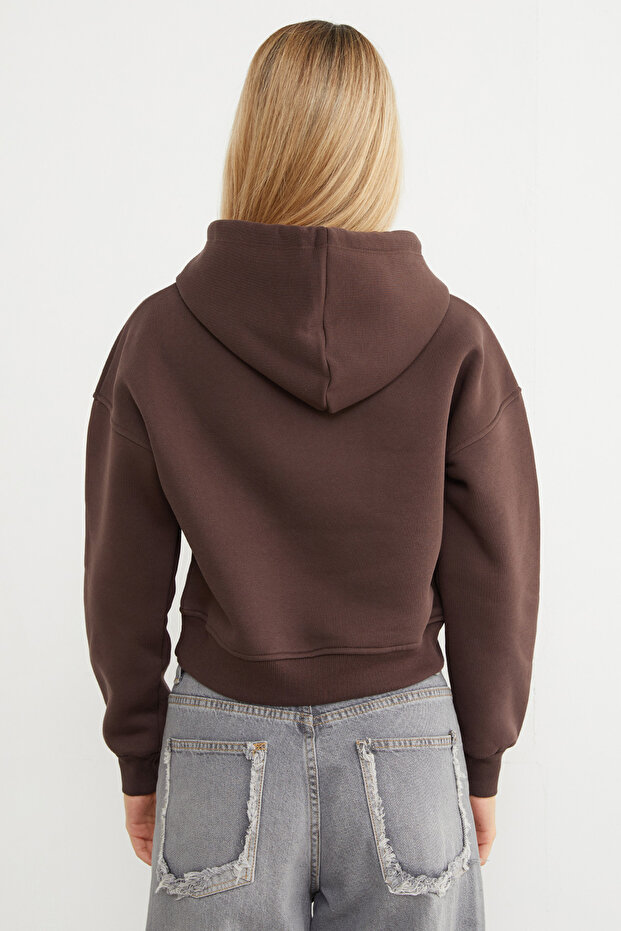 3 İplik Basic Kapüşonlu Sweatshirt - 6