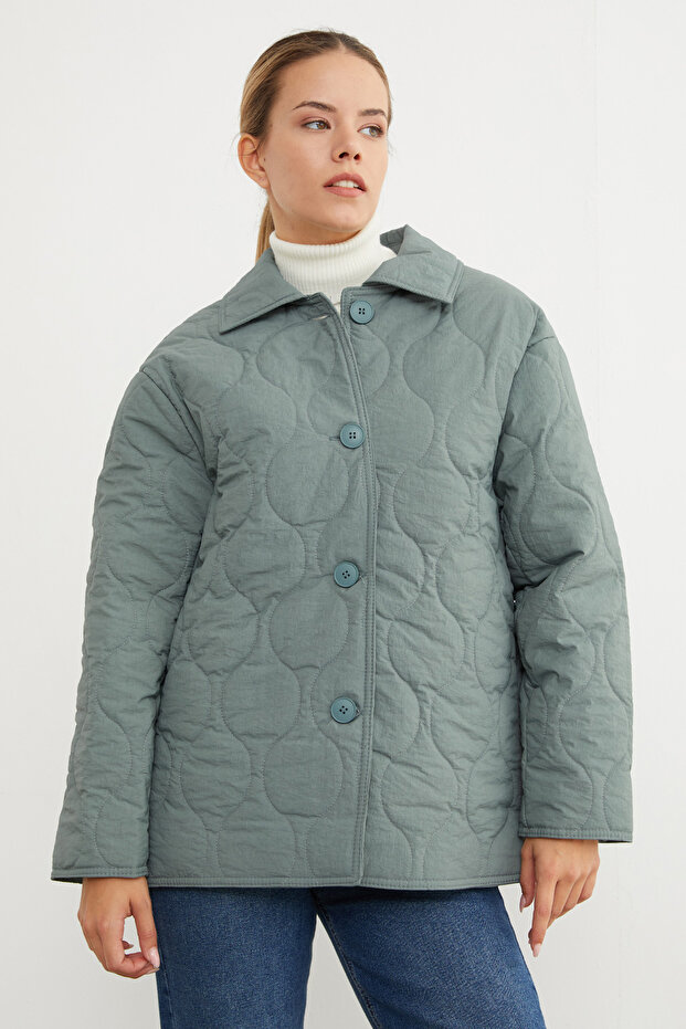 معطف كبير الحجم بأزرار منقوشة من سو واي - 6