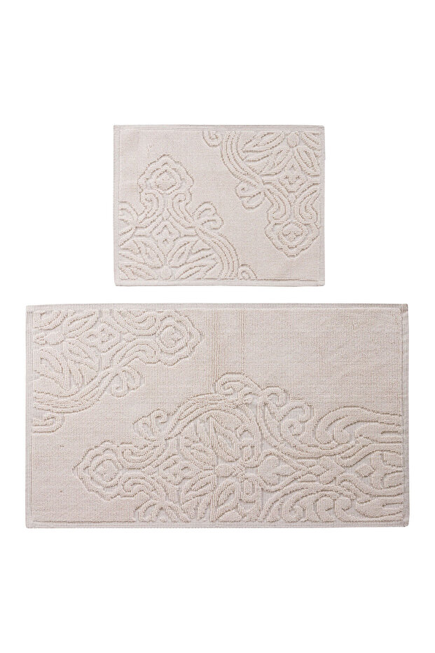 Ecru Patterned Bath Mat Set of 2 - 6