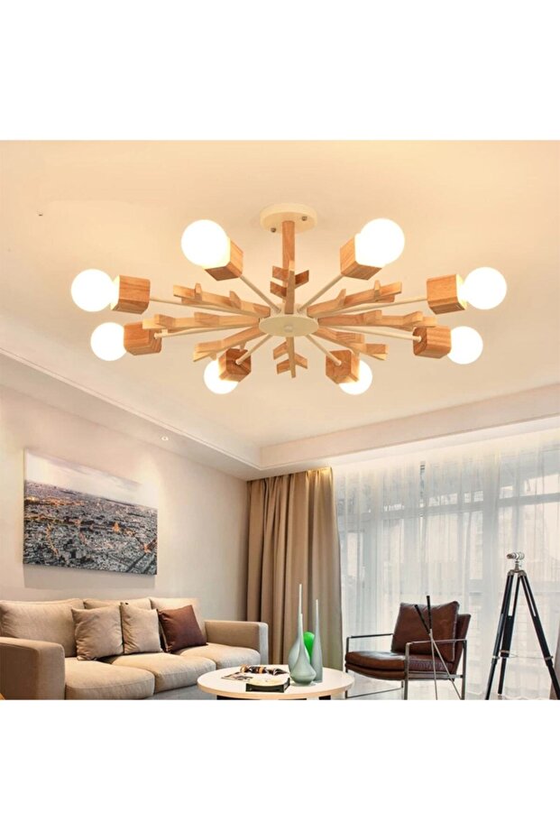 Postmodern Flake Ahşap Dal Avize 8lı - 3