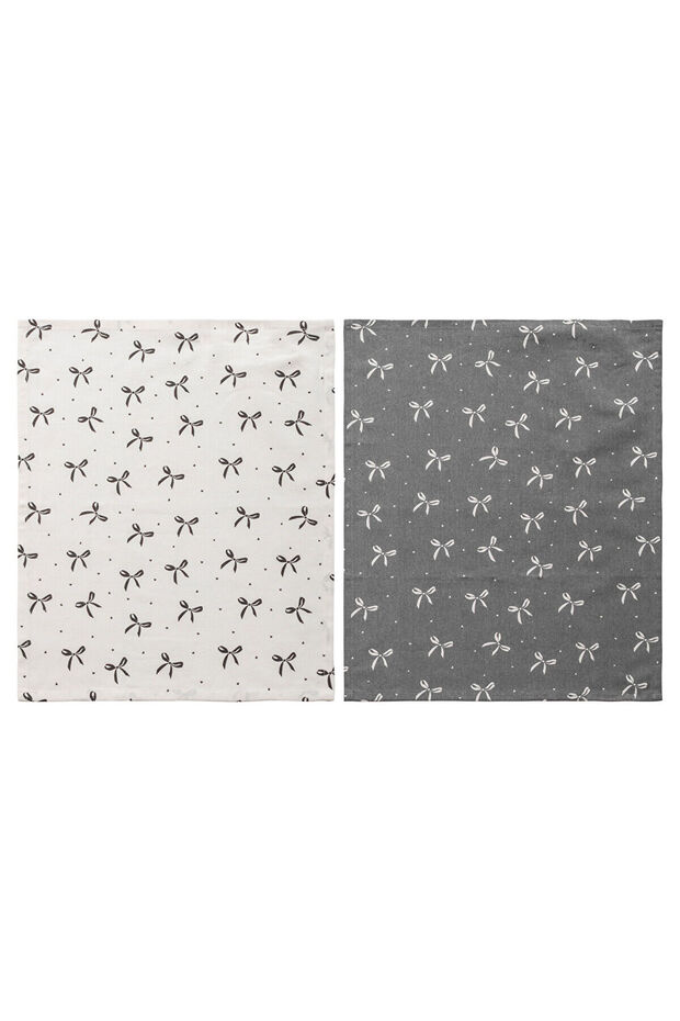 Ecru Bow Patterned Drying Cloth Set of 2 - 6