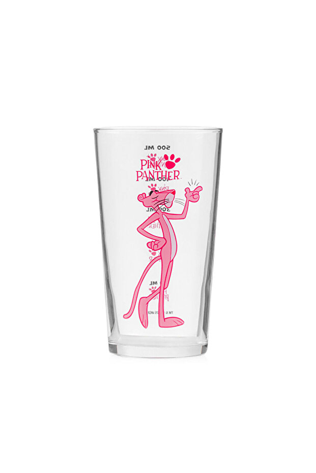 Pembe Panter Baskılı Cam Bardak 570 ml - 6