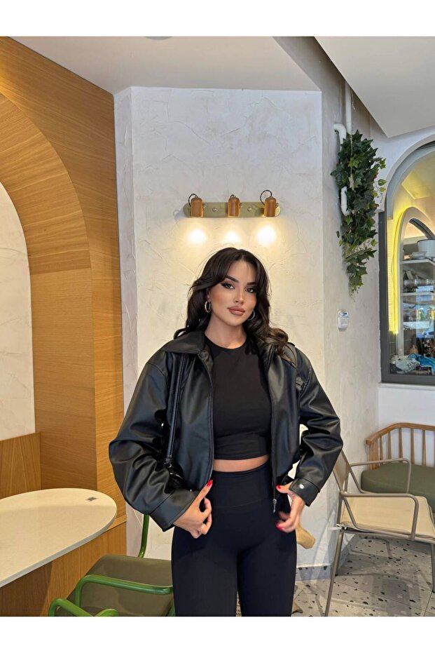 سترة جلدية فاخرة من نوع بومبر - 4