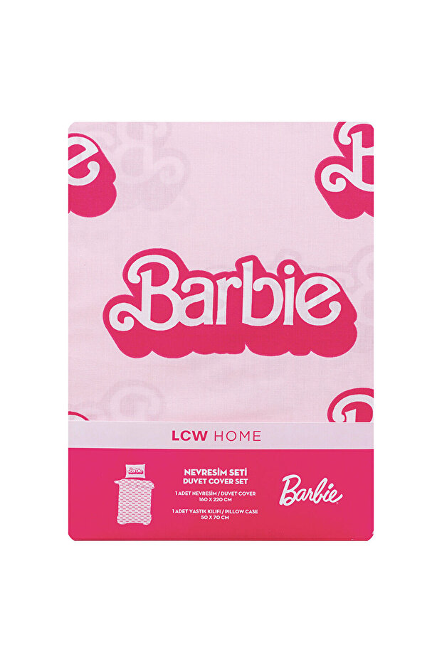 Pembe Barbie Baskılı Tek Kişilik Nevresim Seti - 7
