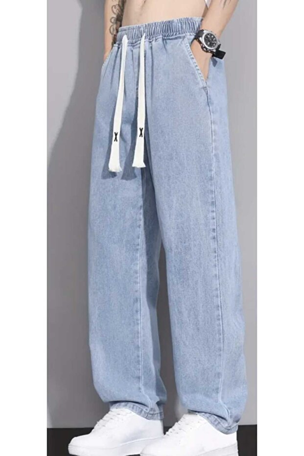 Belt Elastic Comfortable Men's Jeans Trousers Waist Tie Drawstring Baggy 5078 Model